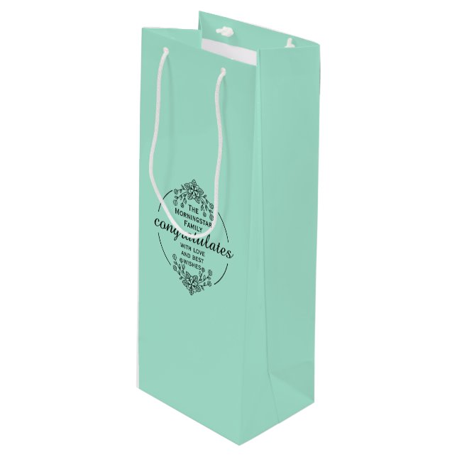 Bolsa Para Vino Círculo de Sellos - TU TEXTO E IDEA - FLORES 9 (Angulo Anverso)