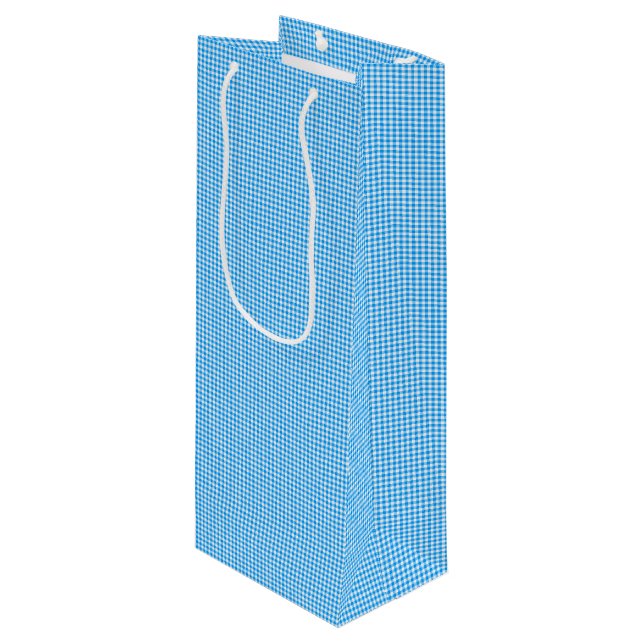Bolsa Para Vino CKC-Gingham 1-Pastel Blue-White-WINE GIFT BAG (Angulo Anverso)