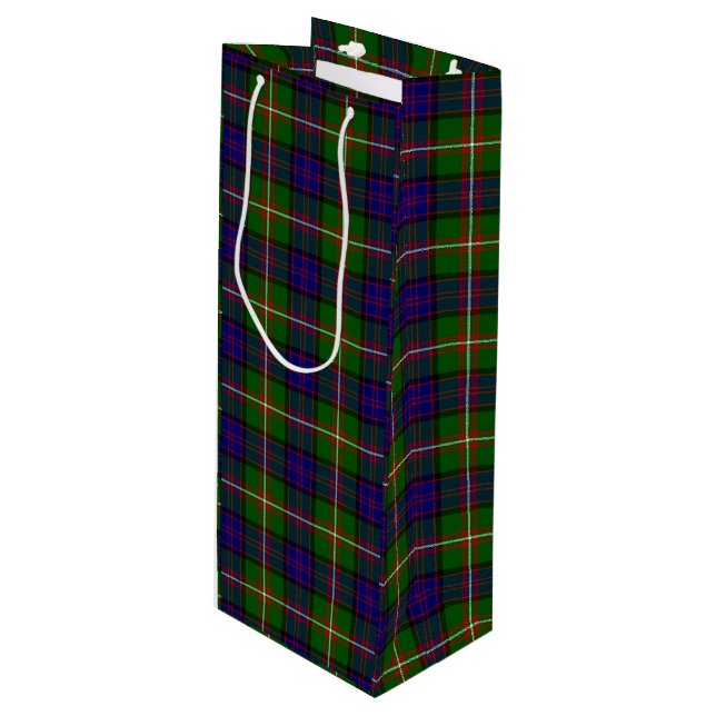 Bolsa Para Vino Clanranald tartan azul plaga (Angulo Anverso)