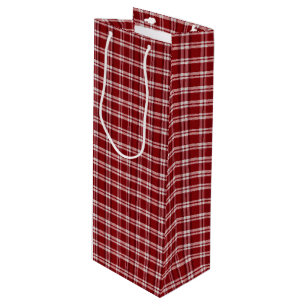 Bolsa Para Vino Clásico Plaid Navideño Granja Roja