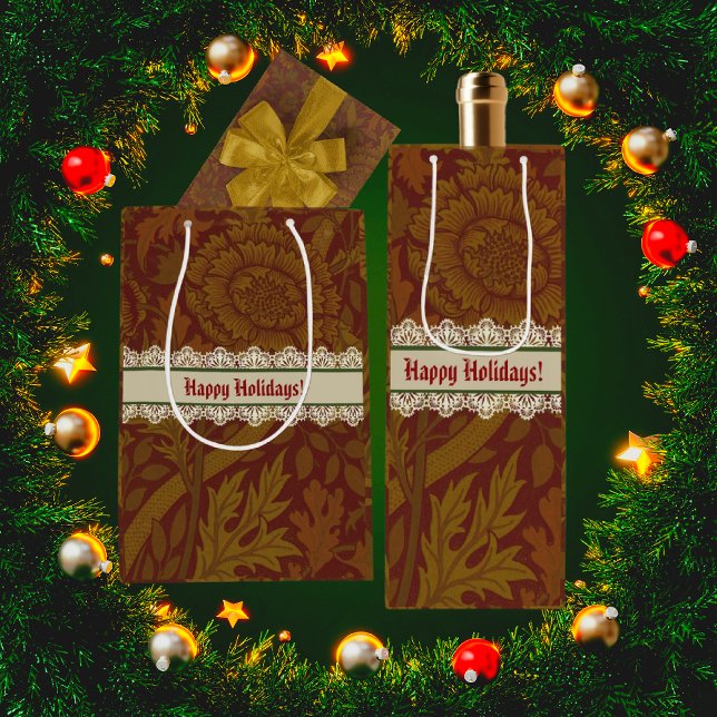 Bolsa Para Vino Clásico William Morris Gold Holiday (Gift bags are perfect for hostess gifts!)