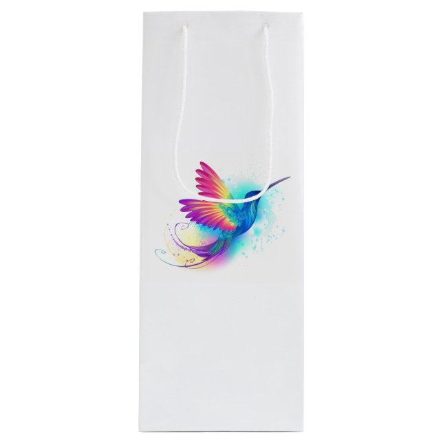 Bolsa Para Vino Colibrí arcoiris exótica (Anverso)