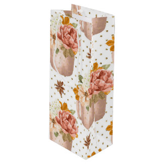 BOLSA PARA VINO COLOR DE AGUA DE CAÍDA CON FLORES