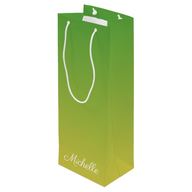 Bolsa Para Vino Color verde y amarillo oscuro personalizado (Angulo reverso)