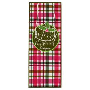Bolsa Para Vino Colores de Navidad a cuadros