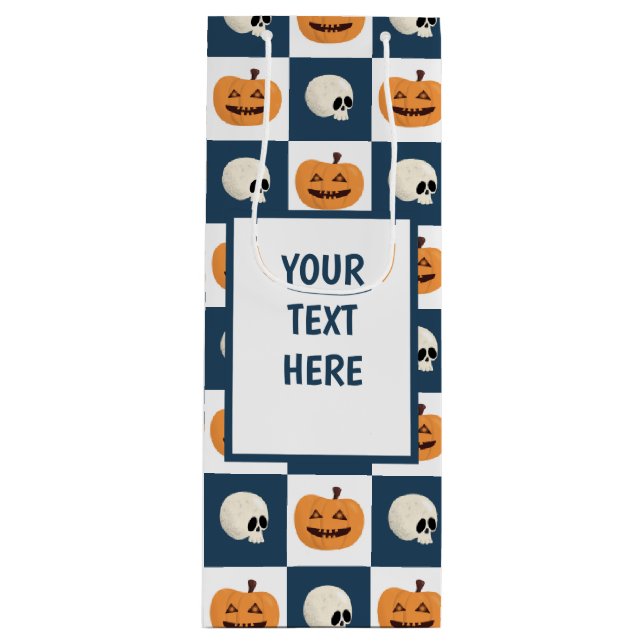 Bolsa Para Vino Comprobaciones de calaveras y calabazas (Anverso)