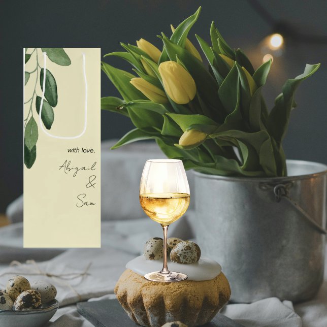 Bolsa Para Vino Con amor Nombres personalizados Boda amarillo (Subido por el creador)