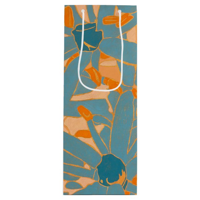 Bolsa Para Vino Contemporary Leaf Design in Peach  (Anverso)