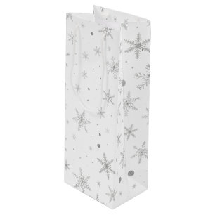 Bolsa Para Vino Copo de nieve del centelleo - gris y Blanco de
