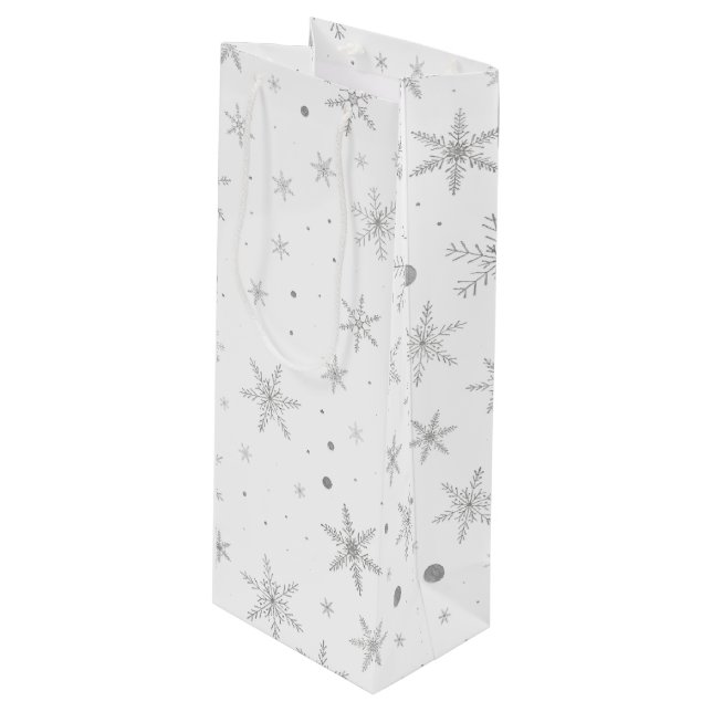 Bolsa Para Vino Copo de nieve del centelleo - gris y Blanco de (Angulo Anverso)