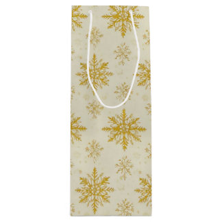 Bolsa Para Vino copos de nieve dorados