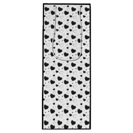 Bolsa Para Vino Corazones brillantes negros lindo patrón romántico