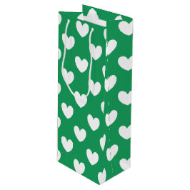 Bolsa Para Vino Corazones de polka blanca en Kelly Green