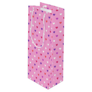 Bolsa Para Vino Corazones de polka de color rosa