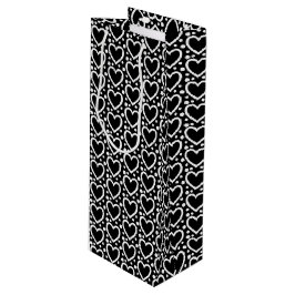 BOLSA PARA VINO CORAZONES DE SAN VALENTÍN EN BLANCO Y NEGRO