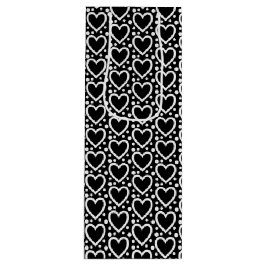 BOLSA PARA VINO CORAZONES DÍA DE SAN VALENTÍN NEGROS Y BLANCOS