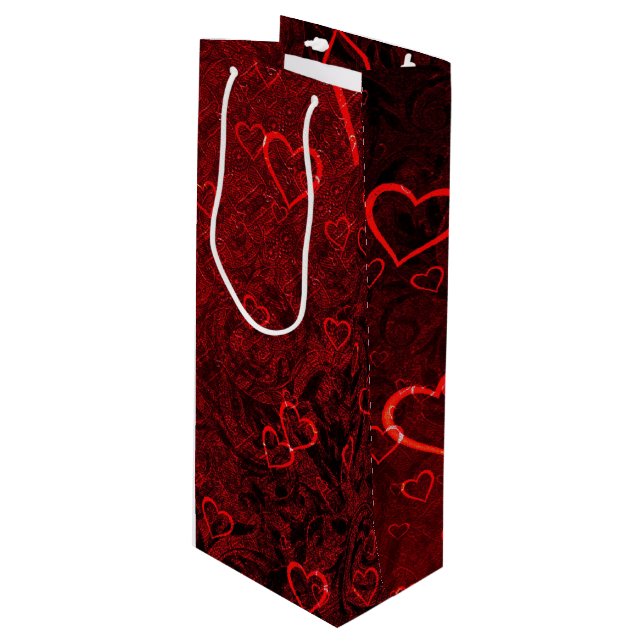 Bolsa Para Vino Corazones rojos góticos negros (Angulo Anverso)