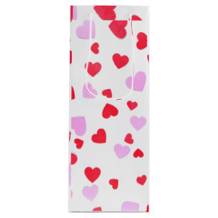 Bolsa Para Vino Corazones rosados rojos