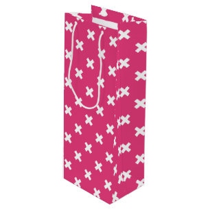 Bolsa Para Vino Costillas cruzadas blancas en fucsia