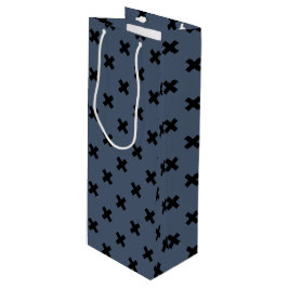 Bolsa Para Vino Costillas cruzadas negras en azul-gris