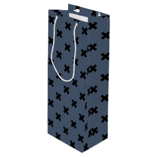 Bolsa Para Vino Costillas cruzadas negras en azul-gris