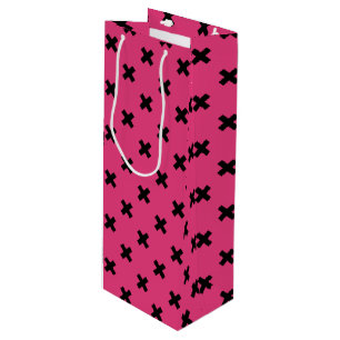 Bolsa Para Vino Costillas cruzadas negras en fuchsia