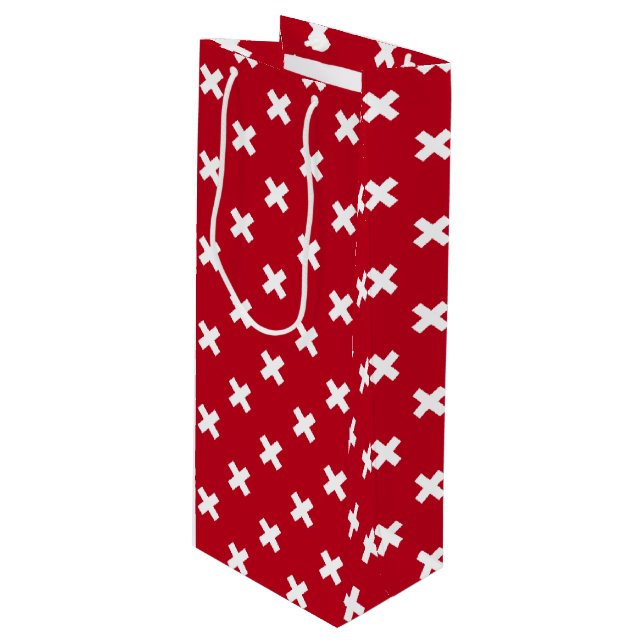 Bolsa Para Vino Costillas de cruz blanca sobre rojo (Angulo Anverso)