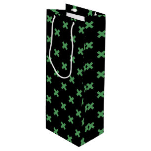Bolsa Para Vino Costillas de cruz verde sobre negro