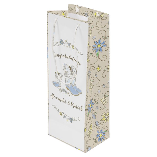 Bolsa Para Vino Cowboy Baby Shower Country Western Blue Boy (Angulo reverso)