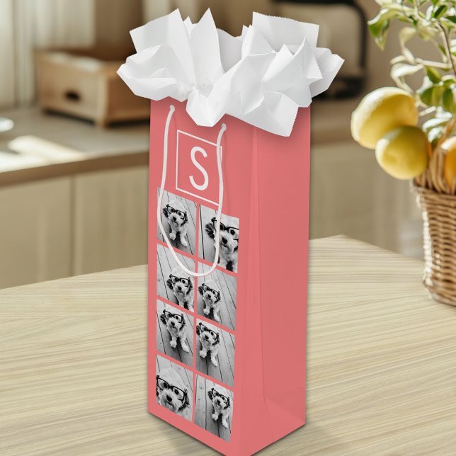 Bolsa Para Vino Crear su propio monograma de Personalizado de Inst (Custom Gift Bag with Multiple Photos)