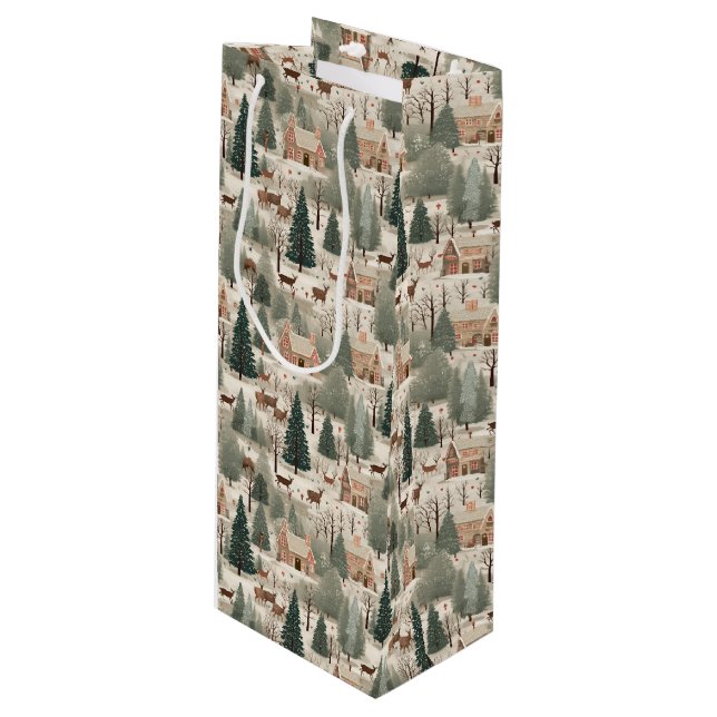 Bolsa Para Vino Crema de pueblo nevado (Angulo Anverso)