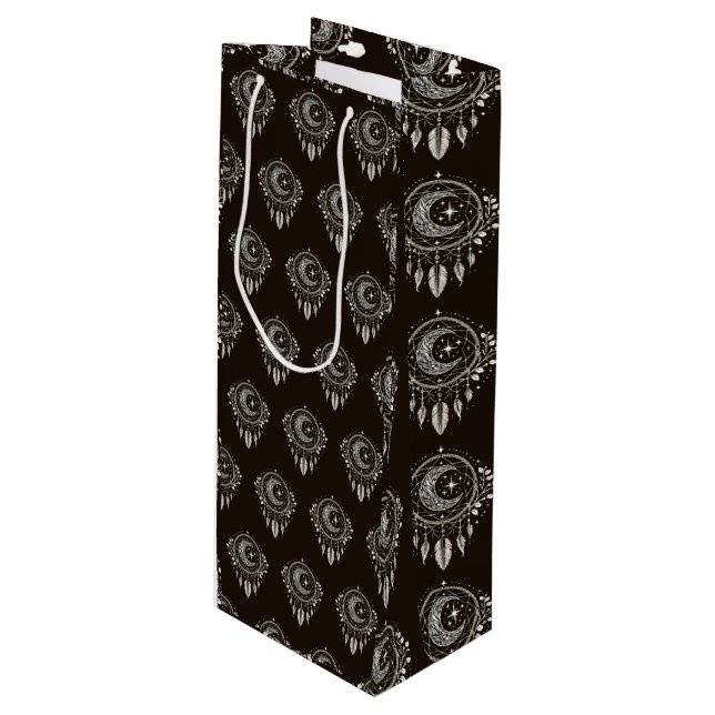Bolsa Para Vino Crescent Moon Golden Dream Catcher sobre negro (Angulo Anverso)