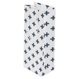 Bolsa Para Vino Cruces de polka azul-gris sobre blanco