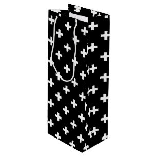 Bolsa Para Vino Cruces de polka blanca sobre negro