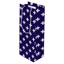 Bolsa Para Vino Cruces de polka blanco sobre azul marino