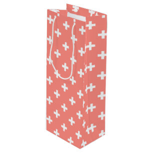 Bolsa Para Vino Cruces de polka blanco sobre melocotón