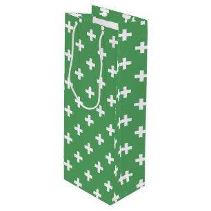 Bolsa Para Vino Cruces de polka blanco sobre verde
