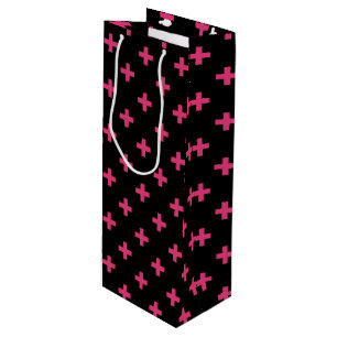 Bolsa Para Vino Cruces de polka de Fuchsia sobre negro