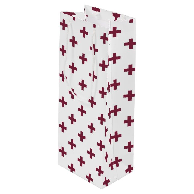 Bolsa Para Vino Cruces de polka de moras sobre blanco (Angulo Anverso)