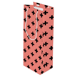 Bolsa Para Vino Cruces de polka negra sobre melocotón