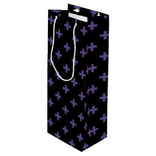 Bolsa Para Vino Cruces de polka ultravioleta sobre negro