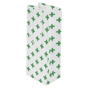 Bolsa Para Vino Cruces de polka verde sobre blanco