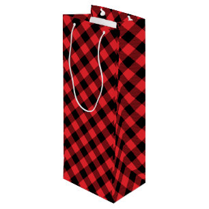 Bolsa Para Vino Cuadros rojos y negros de Búfalo