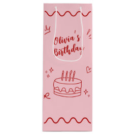 Bolsa Para Vino Cumpleaños rojo y rosa