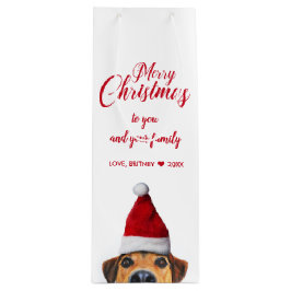 Bolsa Para Vino Curioso perro gracioso con Santa Hat