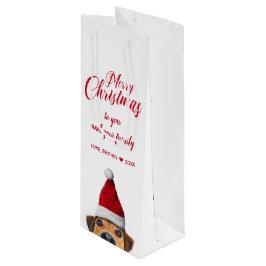 Bolsa Para Vino Curioso perro gracioso con Santa Hat