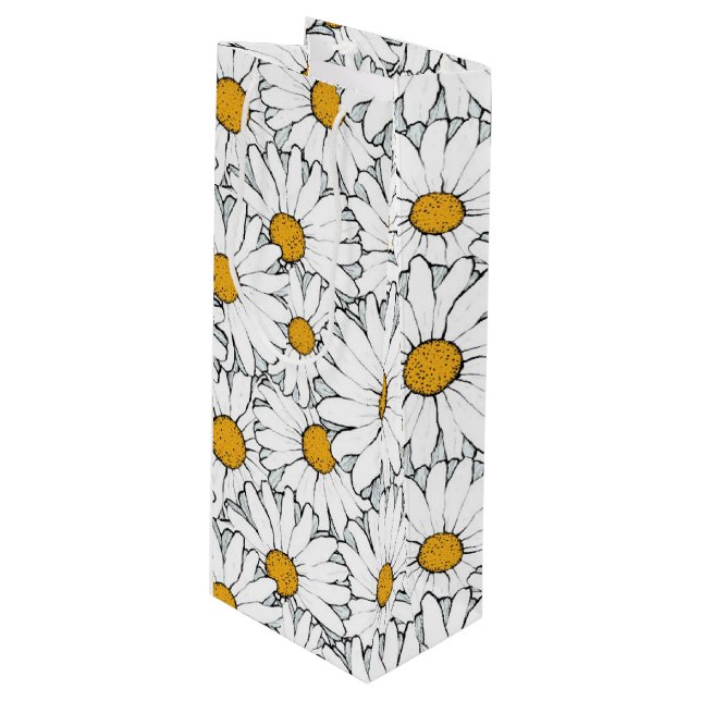 Bolsa Para Vino Cute blanco amarillo marrón modelo de arte floral (Angulo Anverso)