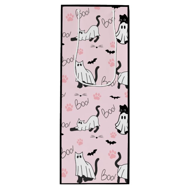 Bolsa Para Vino Cute Ghost Cats Halloween (Anverso)