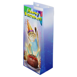 Bolsa Para Vino Cute Golden Festive Birthday Kitty