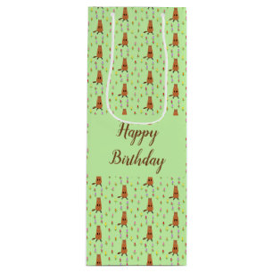 Bolsa Para Vino Cute Groundhog y Tulip Flowers Personalizado Birth